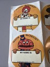 (6) Vintage (1978) {McDonald's} "MCDONALDLAND" {MY NAME IS} Paper Tag Lot, RARE! — photo 2