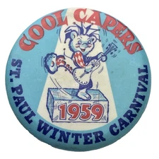 St Paul Winter Carnival 1959 Cool Capers Vintage Pin Button Collectible