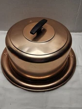 Vintage West Bend Signed 1950s Rose Gold Copper Aluminum Locking Cake Carrier