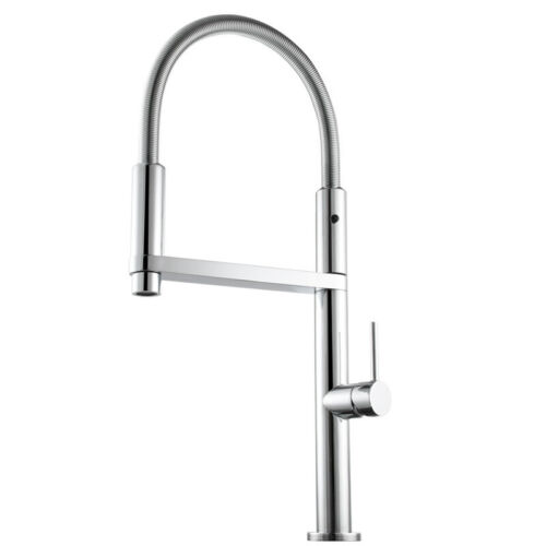 Chrome Brass Kitchen Faucet with Pull Down SprayerCommercial Single Handle Tap