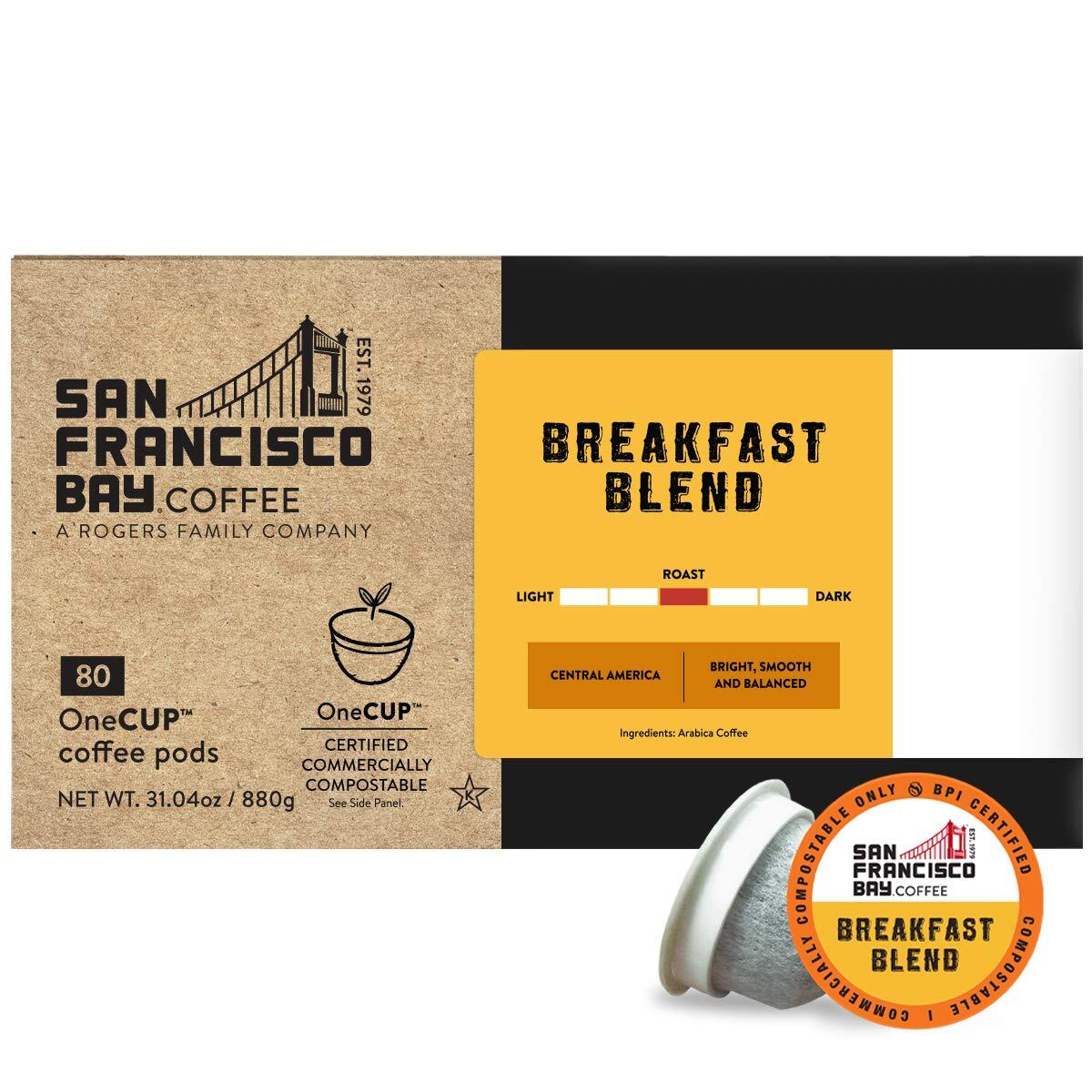 San Francisco Bay OneCup Breakfast Blend Coffee 80 to 320 Keurig Kcup Pick Size 