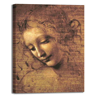 da Vinci Scapigliata Design Bild Druck Leinwand Gemälde Rahmen Wohnkultur