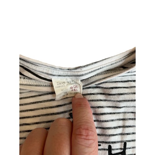 Zara Girls Striped “All the Stars Smile When You Shine” Top - Size 9/10 - Picture 4 of 5