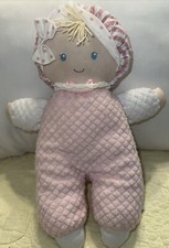 Eden Cloth Baby Doll Lovey Thermal Pink Blue Eyes 11" Waffle