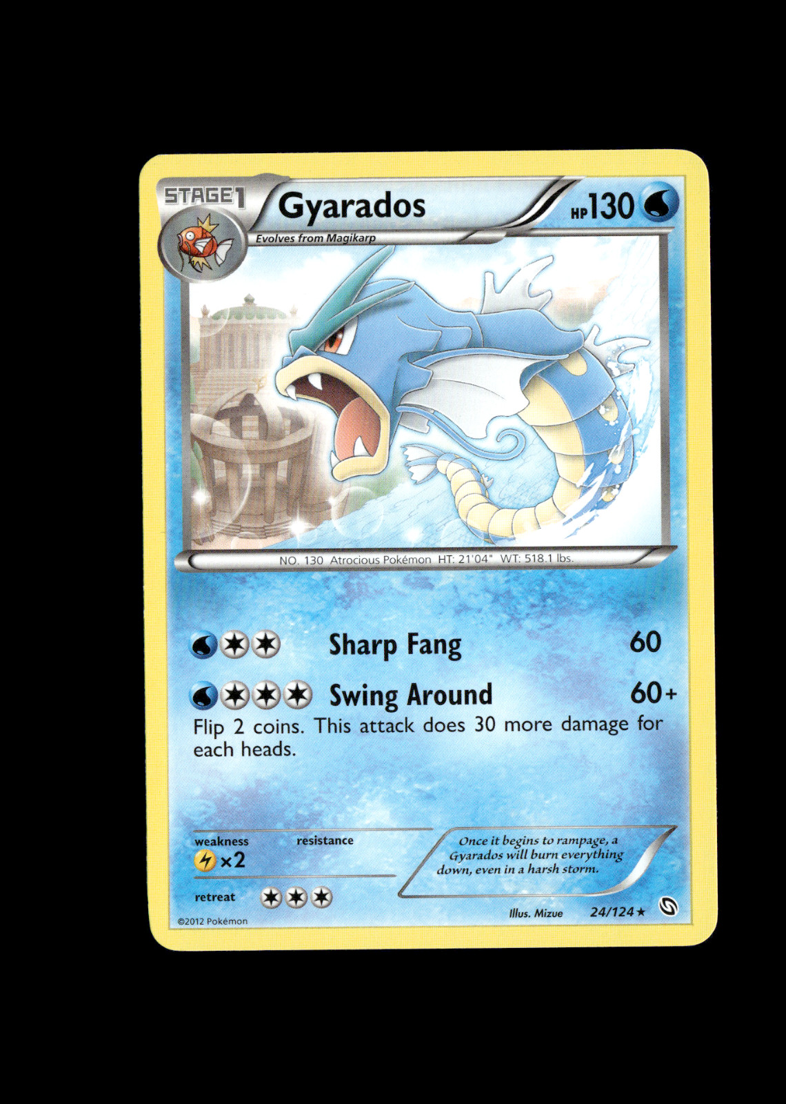Pokemon 2012 Near Mint NM Gyarados Dragons Exalted Rare 24/124 Card