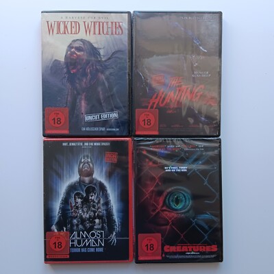 4x Horror, Wicked Witches The Hunting Uncut, Almost Human, Creatures DVD NEU OVP