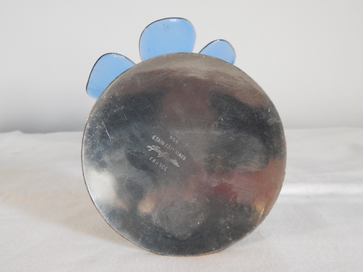 Jean Goardere - Bougeoir tulipe bleue (1) - Étain, Verre
