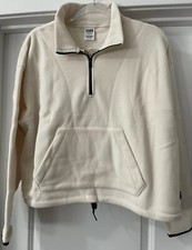 Victoria's Secret PINK Polar Fleece Half Zip Pocket White Shell SZ LARGE NWTGS!