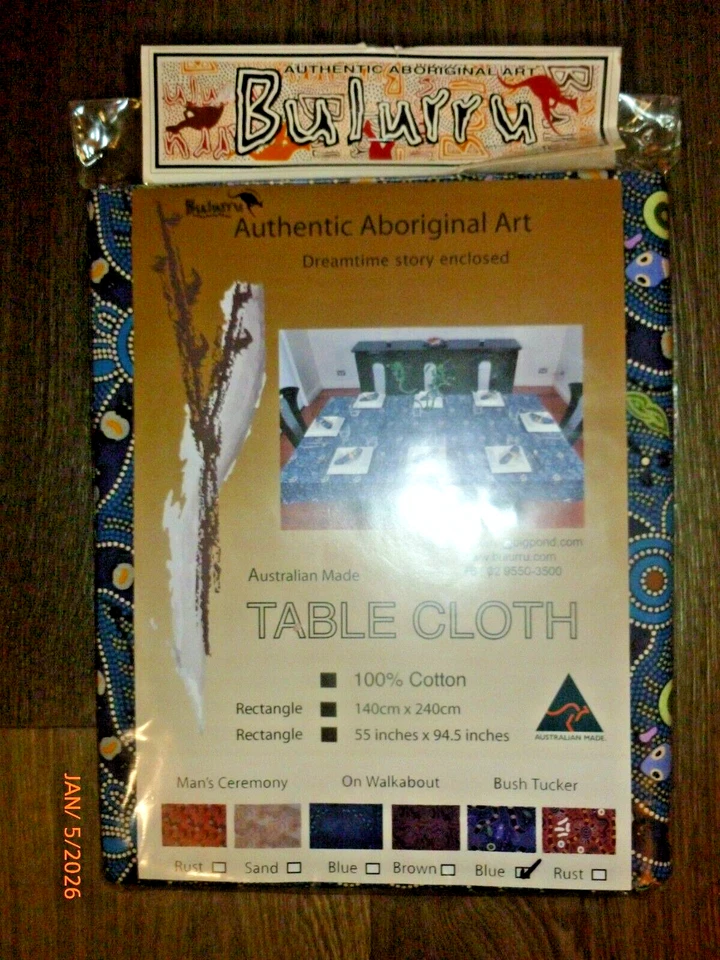 NEW Bulurru Designs 55” X 95” Tablecloth Bug Lizards Snakes Australia Aboriginal - Image 2 of 3
