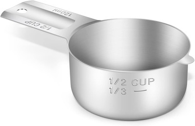 1/2 Cup (120 Ml | 120 Cc | 4 Oz) Measuring Cup, Stainless Steel Measuring Cup...