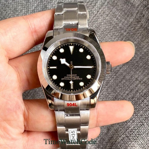 Reloj automático para hombre NH35/Miyota8215/PT5000 36 mm cristal zafiro esfera negra - Imagen 40 de 55