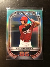 2021 Bowman Chrome Scouts Top 100 Austin Hendrick Aqua Refractor /125 Reds PWE