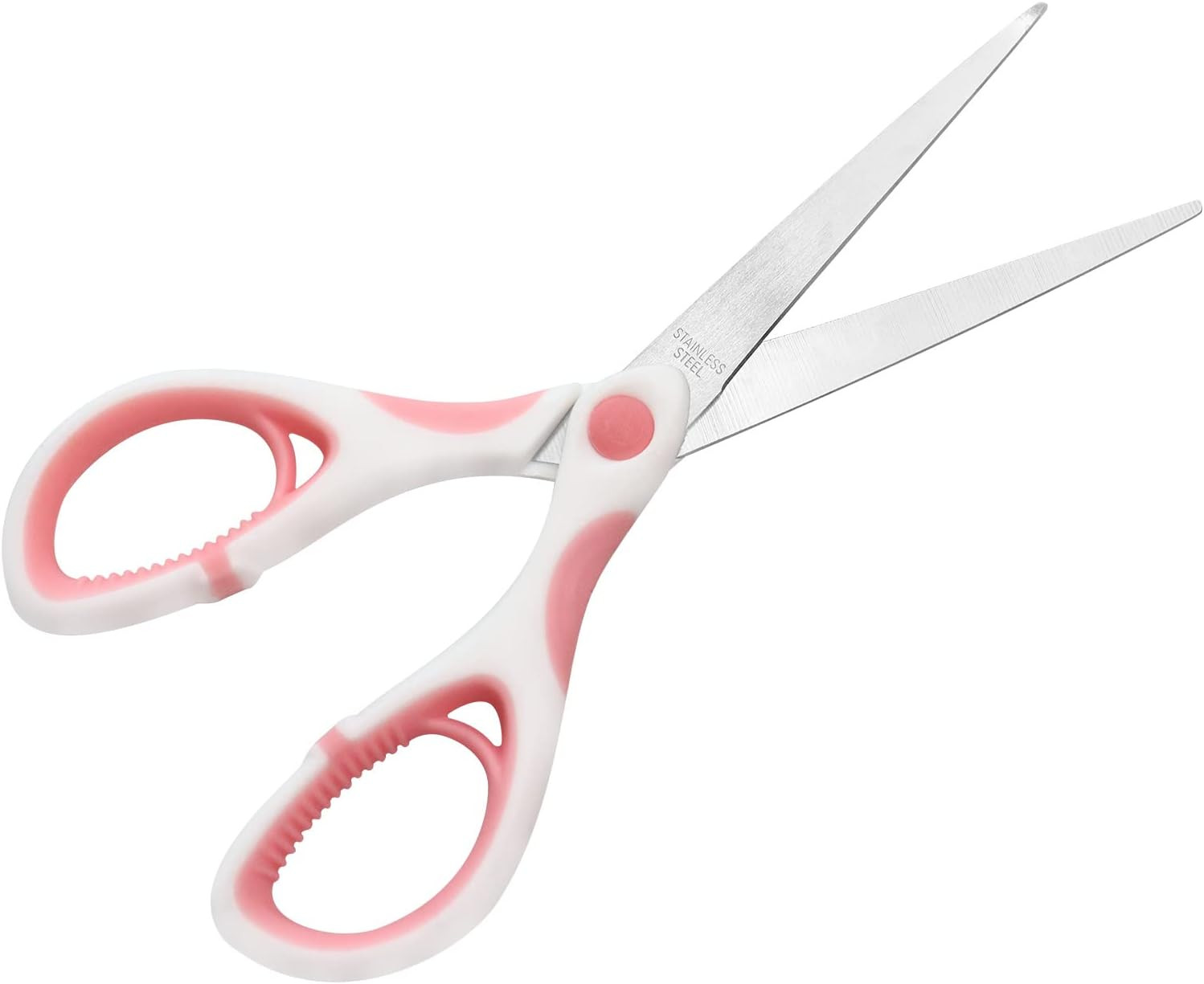 Multipurpose Stainless Steel Scissors 6.7" Pink Shears Comfort-Grip Scissors for