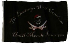 12x18 12"x18" Jolly Roger Pirate Beatings Continue Sleeve Flag Boat Car Garden