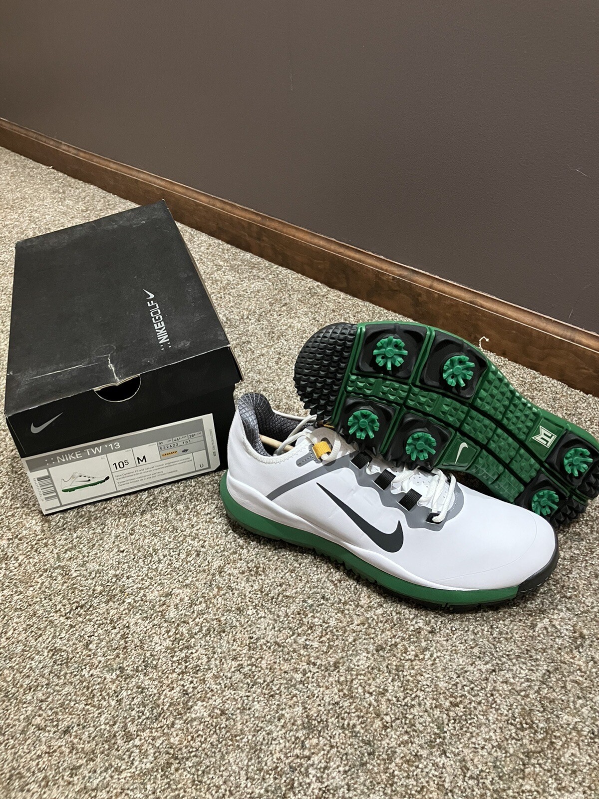 Brand New Nike Tiger Woods TW13 Masters Ltd Edition 2013 White/Green Size 10.5