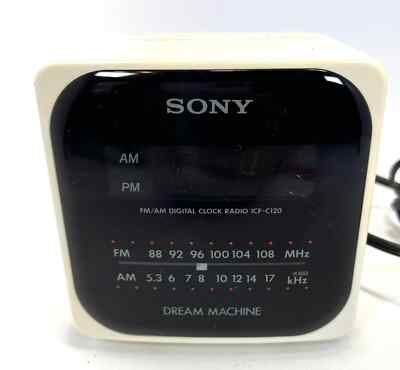 Sony Dream Machine White Cube AM FM Alarm Clock Radio ICF C120