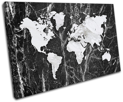 World Atlas Marble Office Maps Flags SINGLE Leinwand Wand Kunst Bild drucken