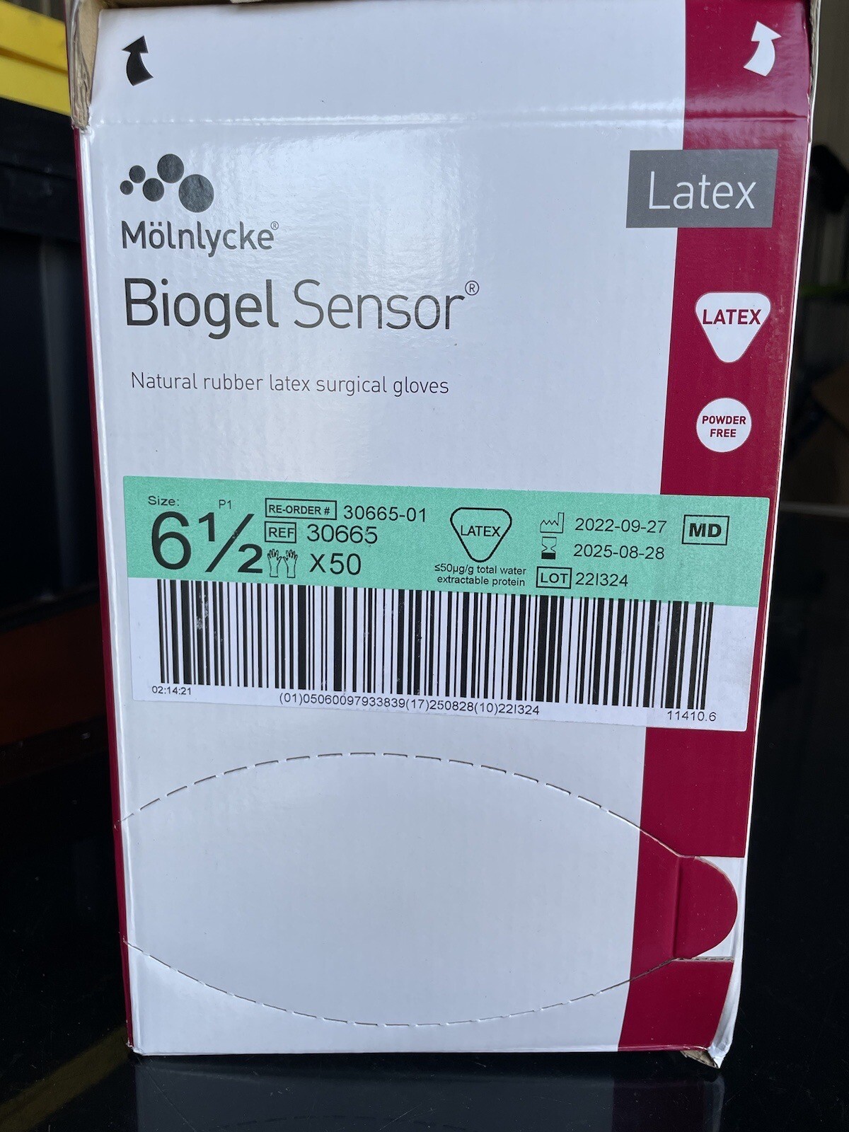 50 Paar Molnlycke Biogel Chirurgie-Handschuhe | Steril Latex | Größe 6,5 | Puderfrei | 30465