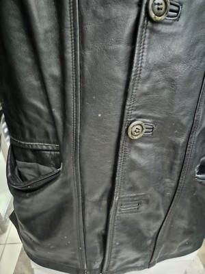 GENERICO used leather jacket men man size 50 black LLR43