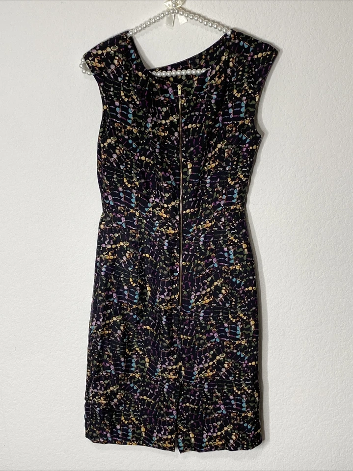 Vestido Vaina Milly of New York Talla 2 Seda Multicolor con Escote Asimétrico Foto 3 de 4