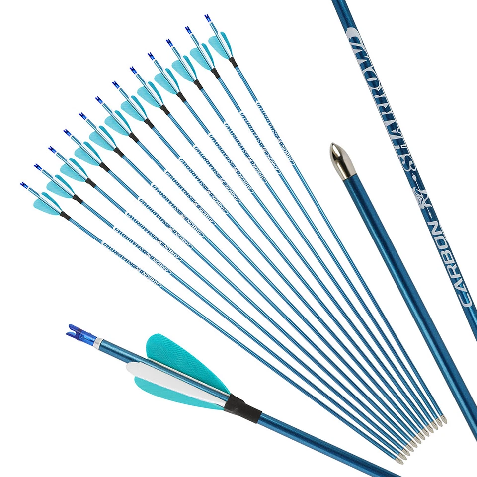 31" Pure Carbon Arrows SP400-1000 Shaft ID4.2 Feather Archery Bow Target Hunting - Image 4 of 4