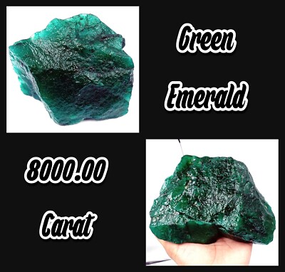 DYED 8000.00 Ct Green Emerald Rough Brazil+Opaque Certified Loose Gemstone SMQ