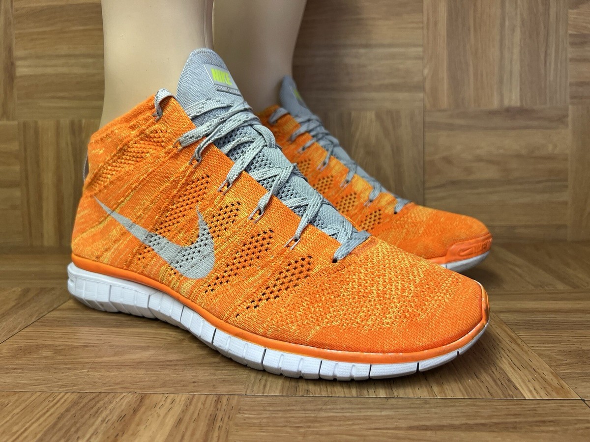 RARE🔥 Sz 10.5 - Nike Free Flyknit Chukka Woven Total Orange Volt