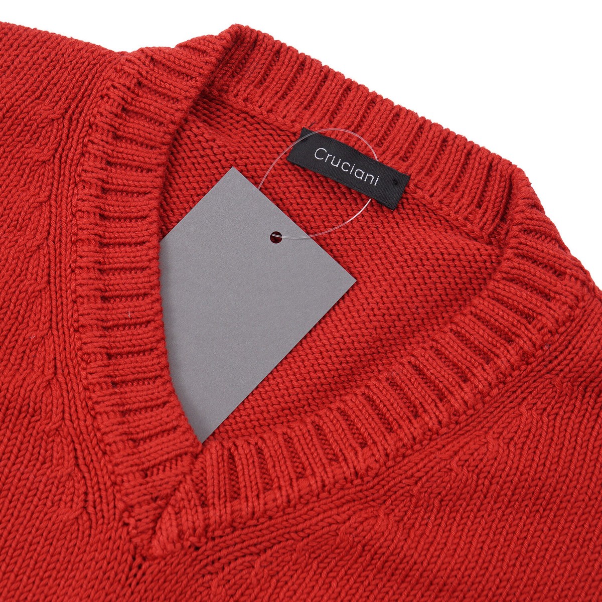 Cruciani Classic-Fit Red Heavier Knit Cotton V-Neck Sweater Cruciani Classic-Fit Red Heavier Knit Cotton V-Neck Sweater