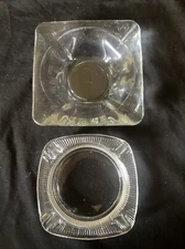 Set Of Two Vintage Clear Glass Ashtrays One 4”1/2 Inches One 4” Inches