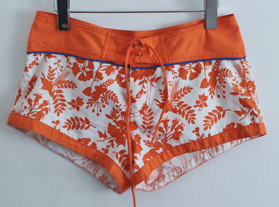 KENVELO Hotpants Shorts M 40 Weiß Orange kurze Hose geblümt Floral