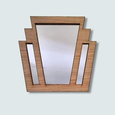 Art Deco Square Wood Frame Wall Mirror
