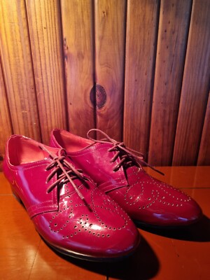 DJANGO & JULIETTE BURGUNDY PATTERN LEATHER SHOES LACE-UP S 40 AU 9.5 RRP $249