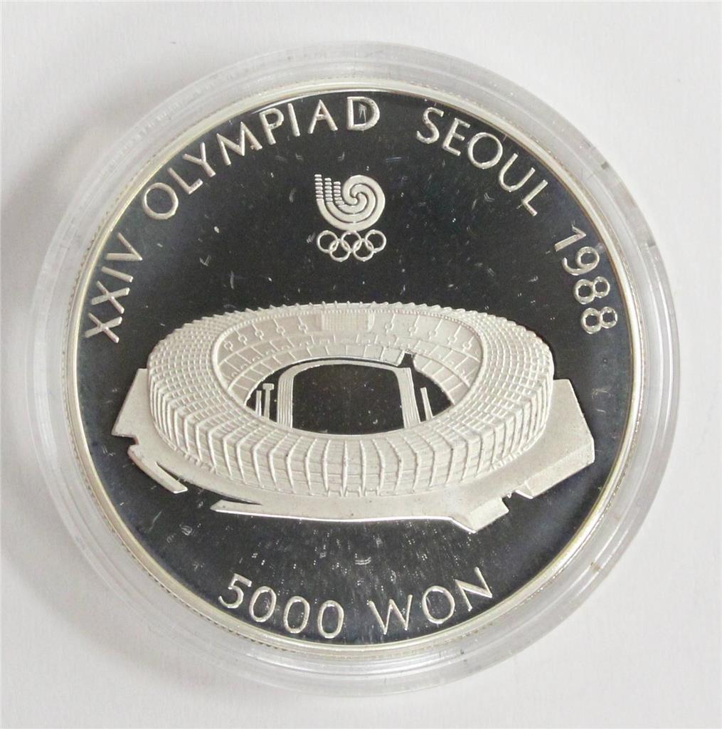 1988 Olympics Seoul Korea 5,000 Won silver coin MAIN STADIUM Gem