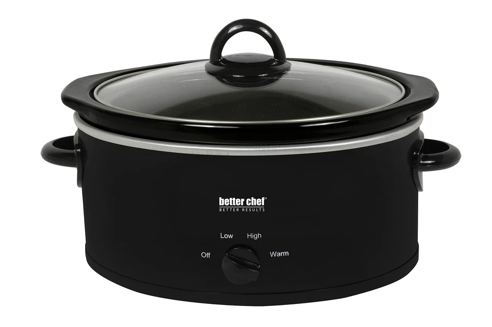 3 Quart Black Slow Cooker with Stainless Steel Handle and Cord Storage - Image 2 of 2