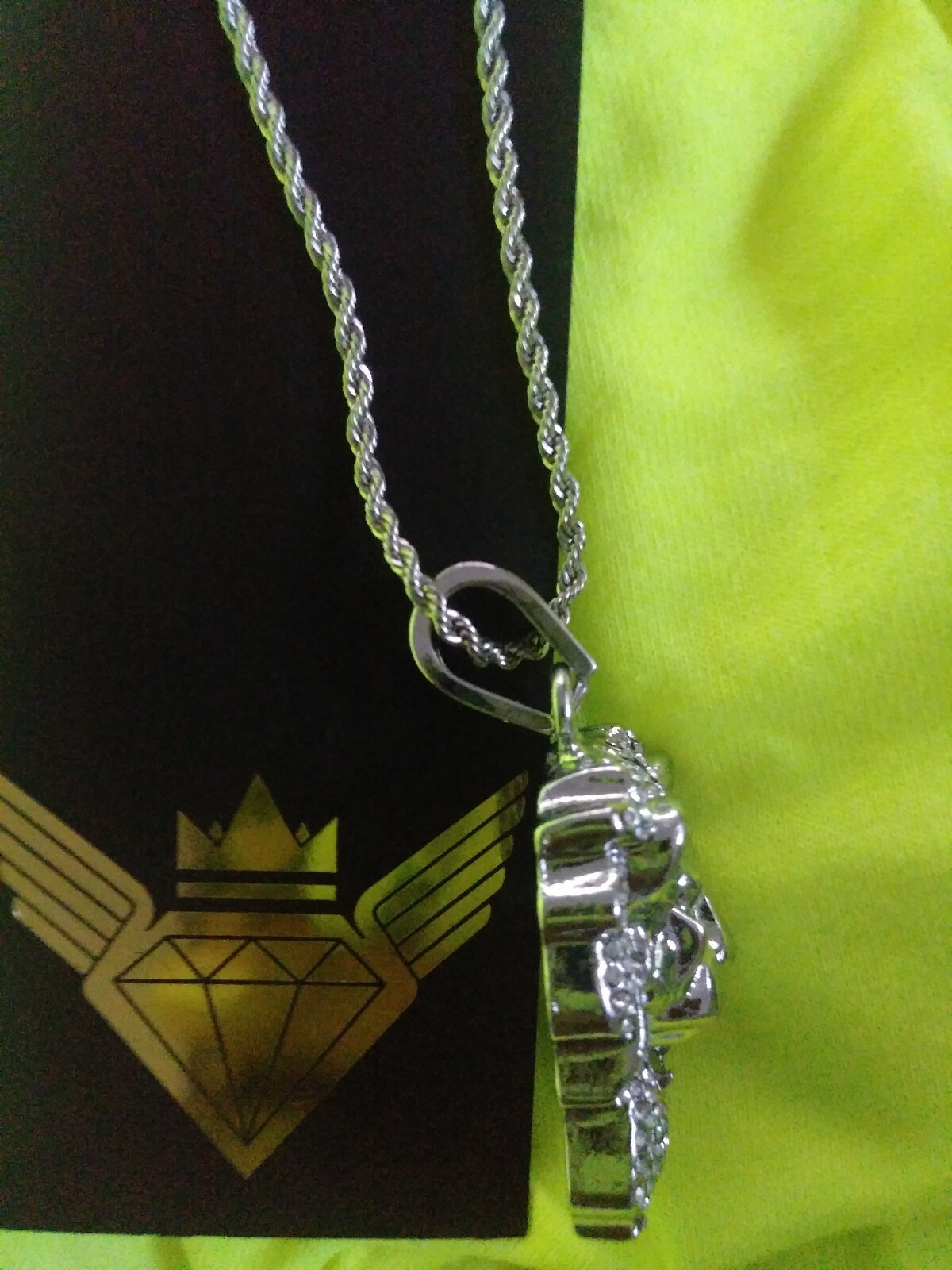 Jewel House Boosie Badazz Faux Silver Rope Lion Medallion 12" Drop