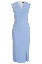 NEW, BOSS Sleeveless V-Neck Dress with exposed rear zip in Blue US 14 #MD1364