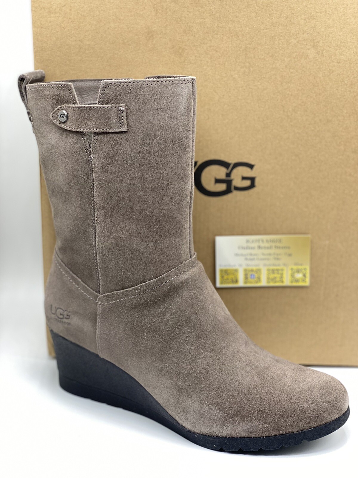 ugg womens potrero waterproof leather wedge boots black