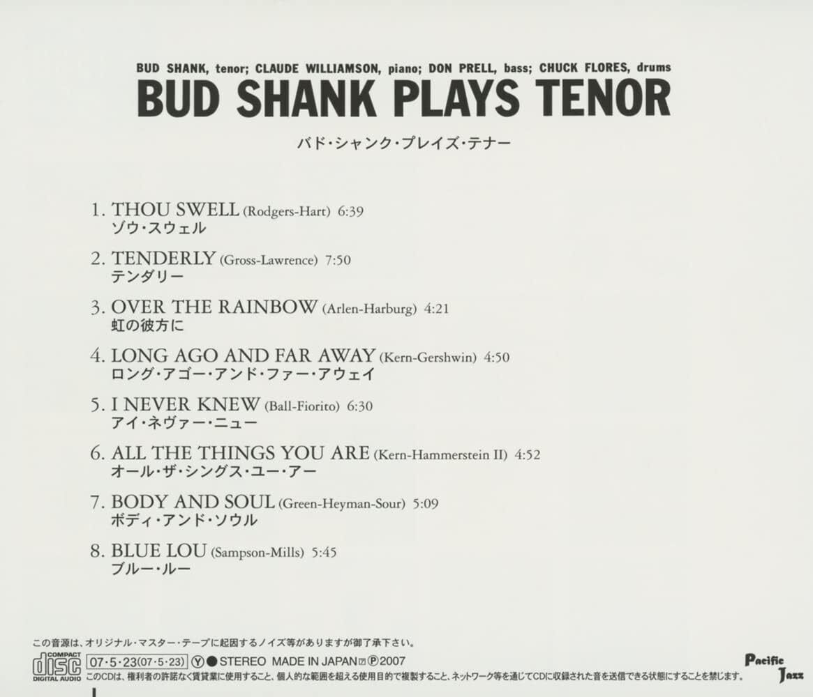 Bud Shank Bud Shank Plays Tenor (Limited Edition) Japan