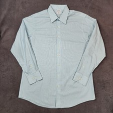 Brooks Brothers Shirt Mens 17 - 6/7 Blue Stripe Regent Non Iron Cotton Button Up