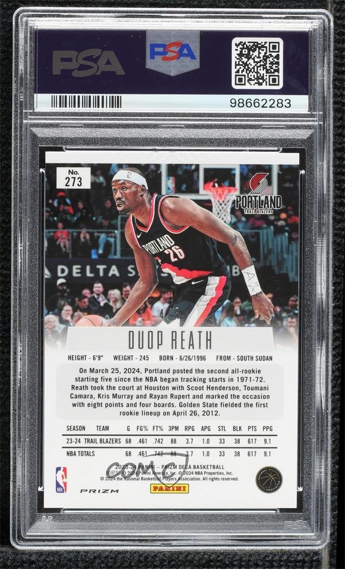 2023 Prizm Deca FOTL Black Gold Shimmer 4/8 Duop Reath PSA 10 GEM MT Rookie RC view 2