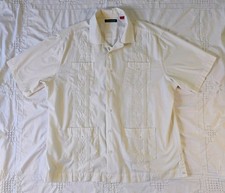 CUBAVERA Men's Shirt Guayabera Embroidered Short Sleeve Size XL Cream White