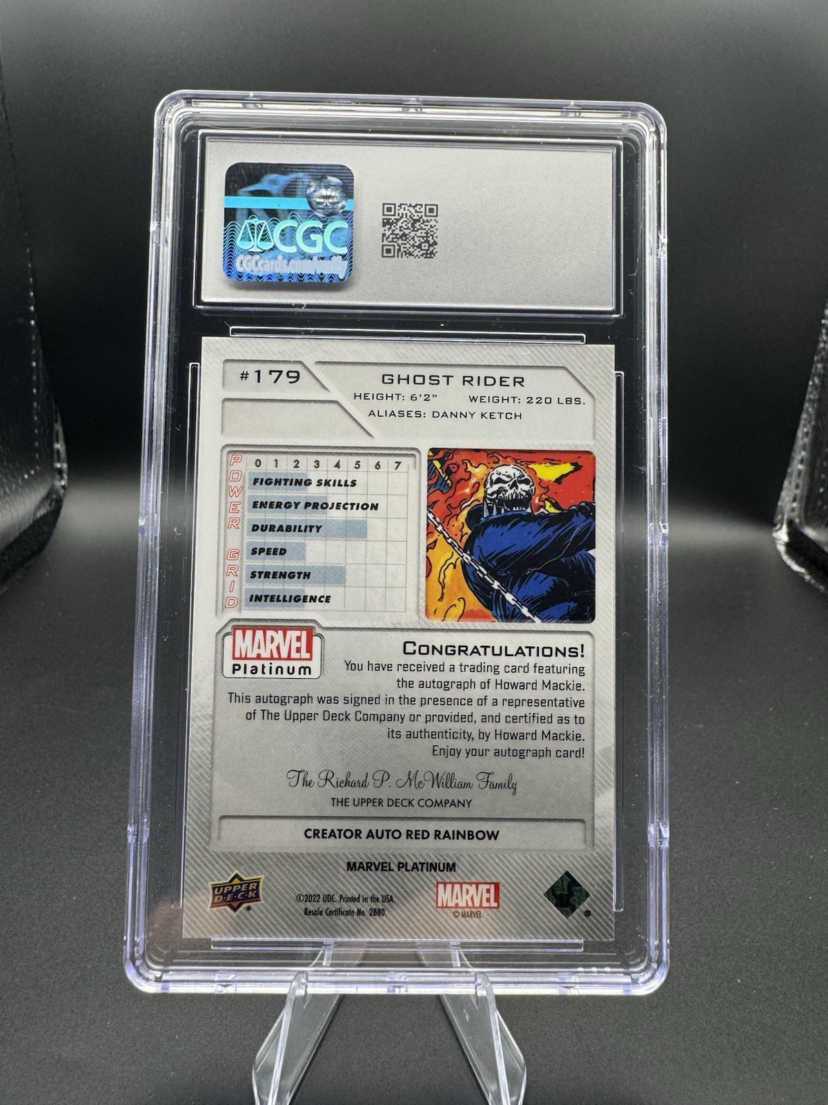 2023 Marvel Platinum #179 Ghost Rider / Howard Mackie Auto Red Rainbow CGC 10 view 2