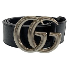GUCCI Marmont GG logo 525040 Belt Buckle 33.5""/34"" Unisex Black leather GG