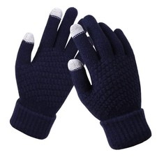 Glove us Knitted Touch Screen Gloves Warm Winter Thick One Size, A Blue