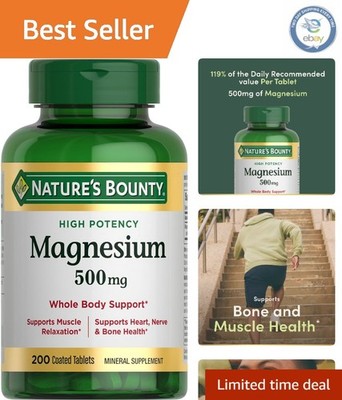 Nature's Bounty Magnesium 500mg - Supports Bone Health, High Potency, 200 Ct