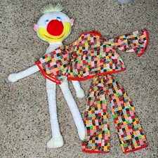 Vintage Eden Plush Stuffed Clown Big Red Nose Patchwork