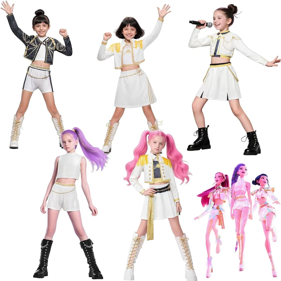 Kids Girls K-Pop Demon Hunters Costume Rumi Mira Zoey Cosplay Fancy Dress Outfit - image 4 of 4