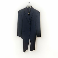HUGO BOSS Men’s Navy Pinstripe Wool Suit 2pc — 42R Jacket / 34R x 31 made in USA