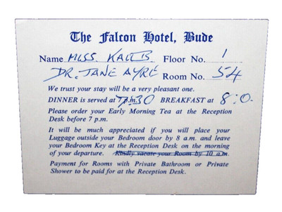 THE FALCOM Hotel in Bude, United Kingdom Registration Card Vintage