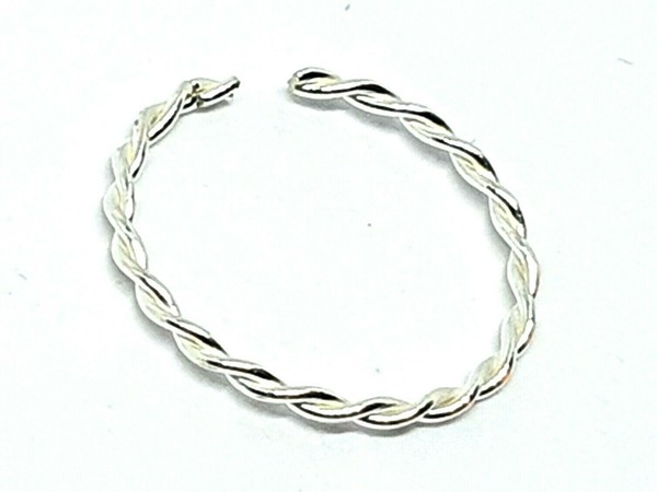 Gedrehter Draht Nasenring Geflochten 8 Mm 18 G (1 Mm) 925 Sterling Silber Sep...-image